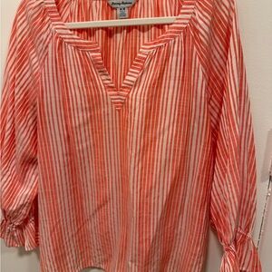 Tommy Bahama Women's Coral Striped Blouse